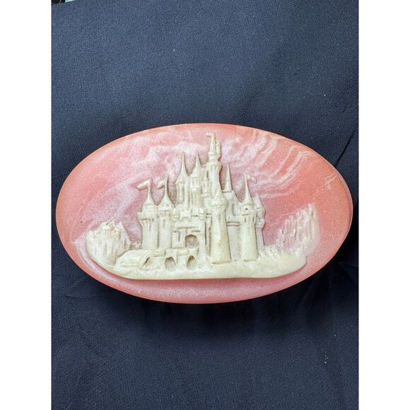 Disney Other - Vintage Disney Castle Soap Dish Pink Oval Plastic Resin Dish